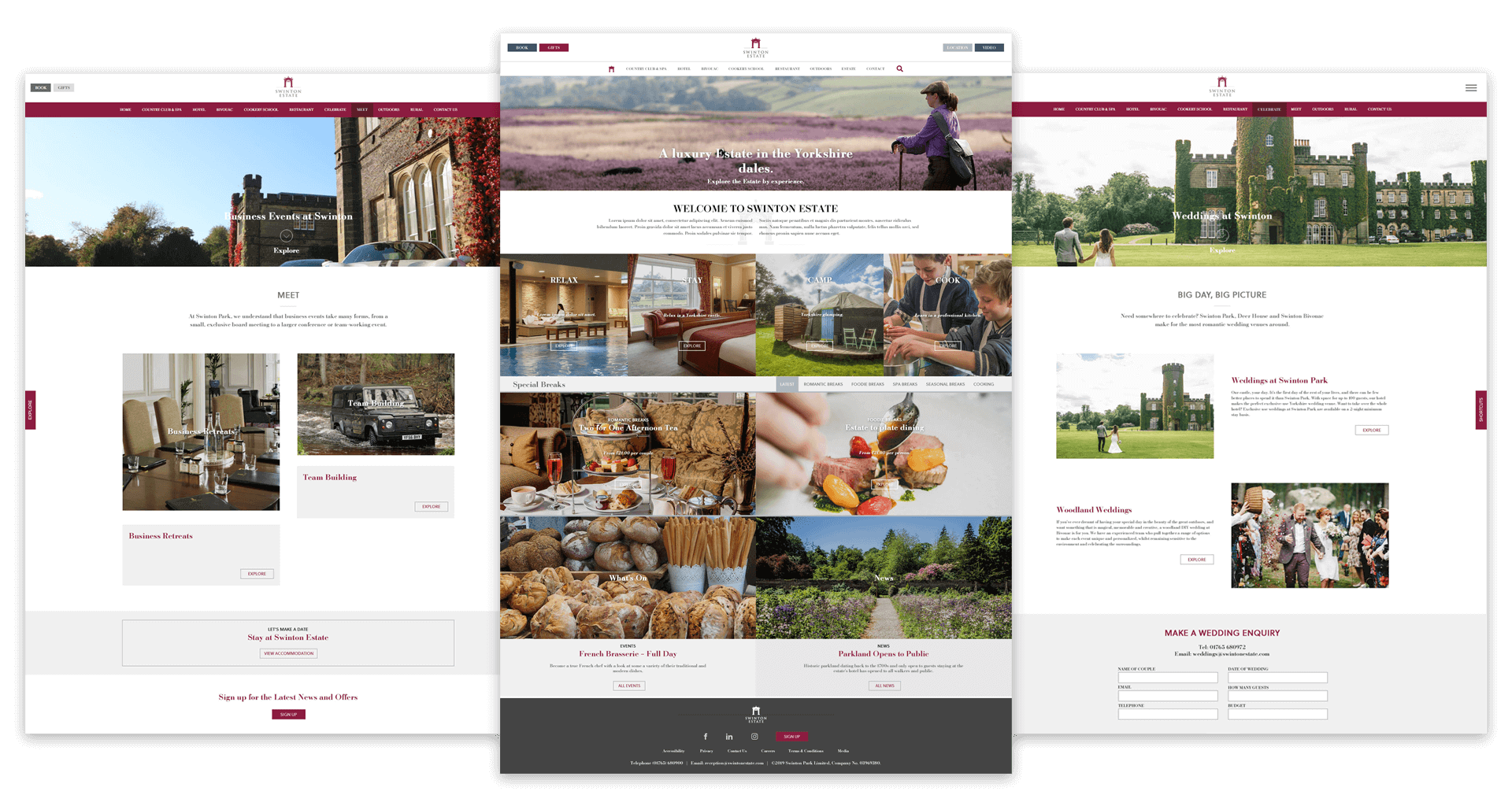 Swinton Estate website pages design and development